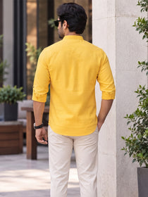 VORA LABEL Men’s Cotton Blend Solid Kurta | Mandarin Collar Full Sleeve Kurta | Casual & Festive Wear