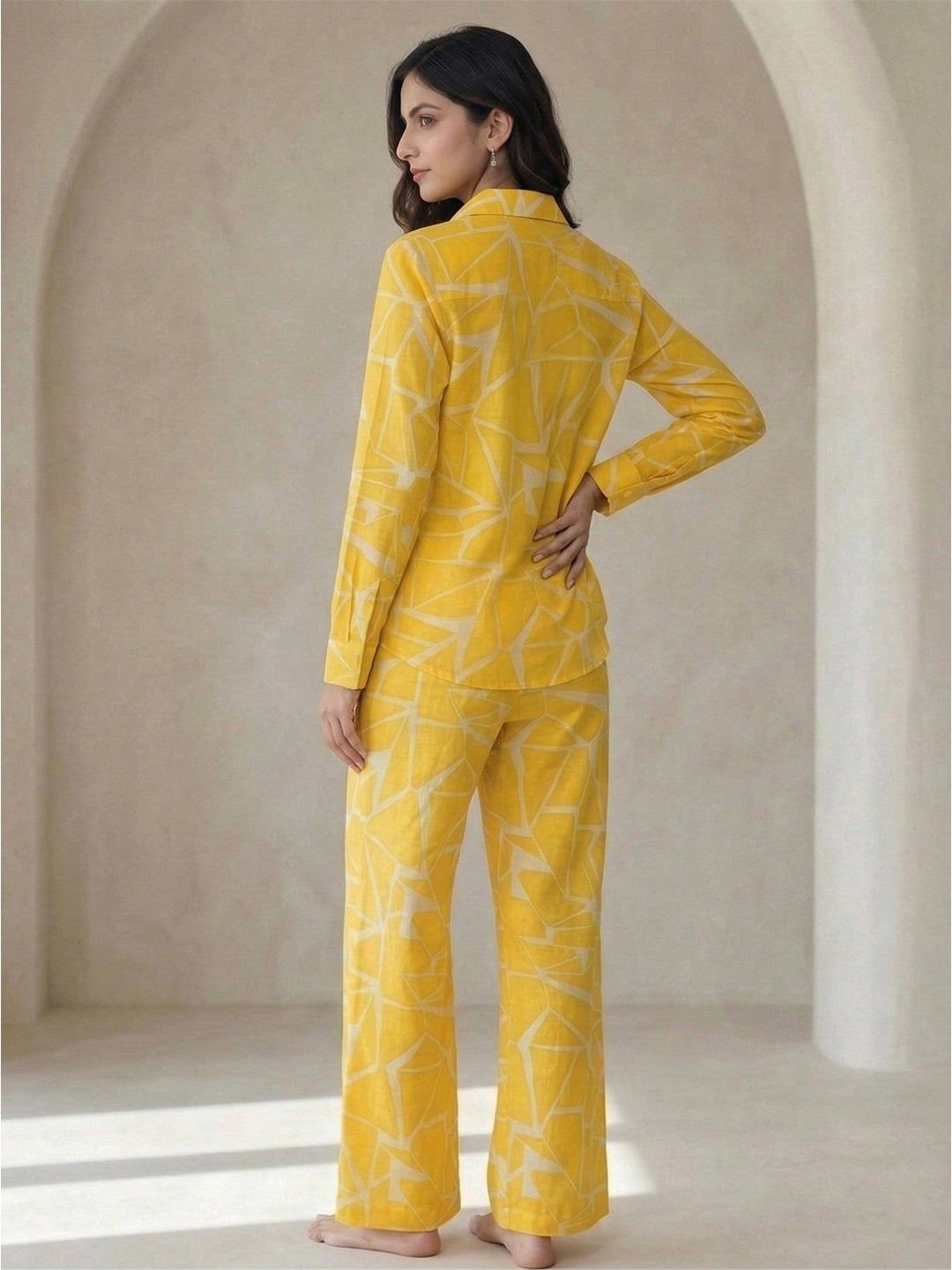 VORA LABEL Women Viscose Rayon Floral Printed Regular Fit Co-ord Set - Yellow
