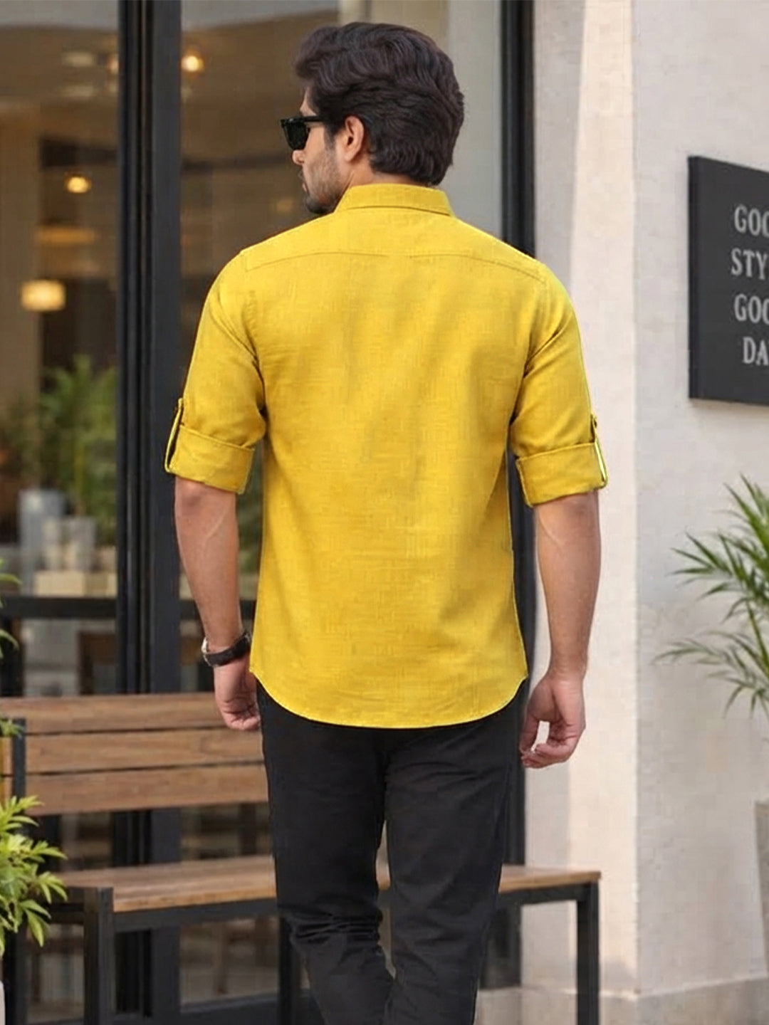 VORA LABEL Men’s Cotton Blend Solid Kurta | Mandarin Collar Full Sleeve Kurta with Pocket | Casual & Festive Wear