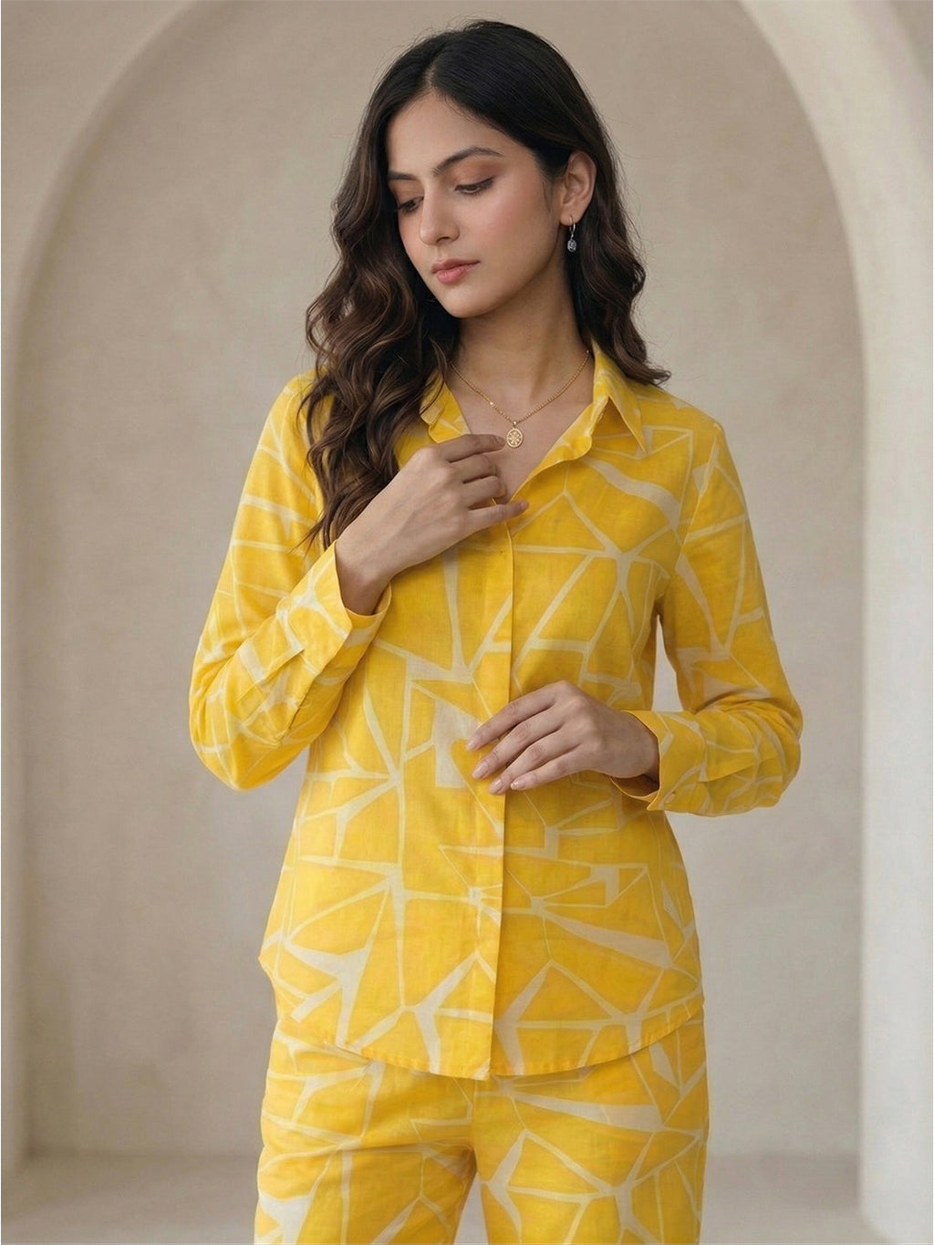 VORA LABEL Women Viscose Rayon Floral Printed Regular Fit Co-ord Set - Yellow