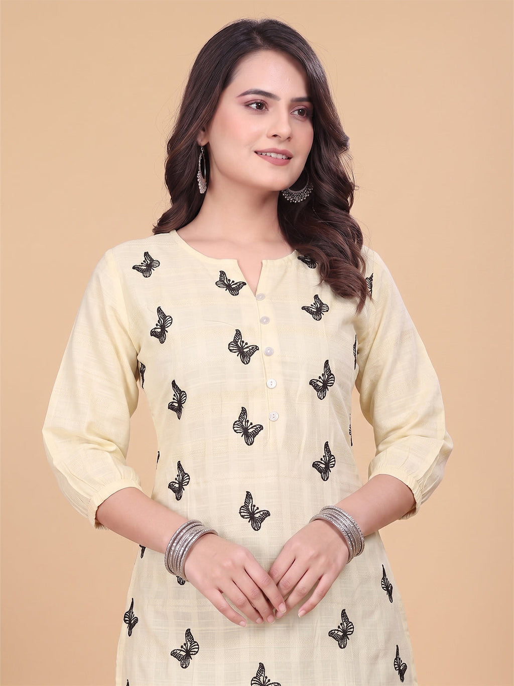 VORA LABEL Women Cotton Printed Regular Fit Top - Lemon