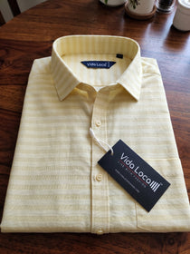 VORA LABEL Men Denim Striped Slim Fit Casual Shirt - Black