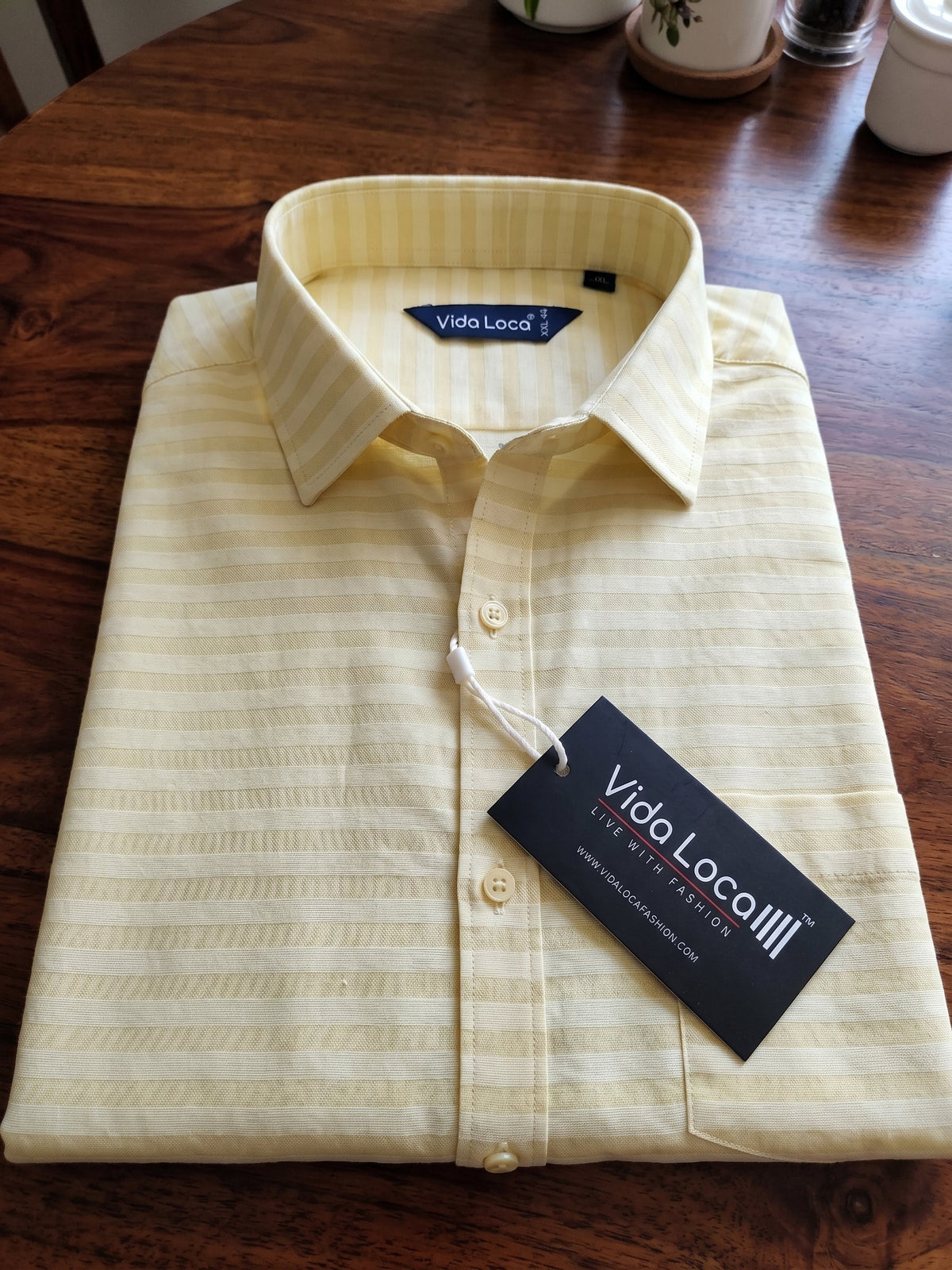 VORA LABEL Men Denim Striped Slim Fit Casual Shirt - Black