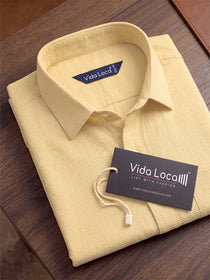 VORA LABEL Men Cotton Solid Regular Fit Casual Shirt - Mustard Yellow