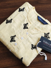 VORA LABEL Women Cotton Printed Regular Fit Top - Lemon