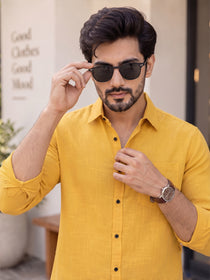 VORA LABEL Men’s Solid Cotton Blend Shirt | Full Sleeve Casual & Formal Shirt