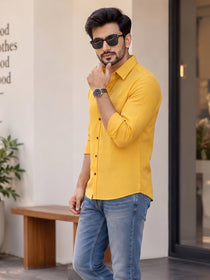 VORA LABEL Men’s Solid Cotton Blend Shirt | Full Sleeve Casual & Formal Shirt