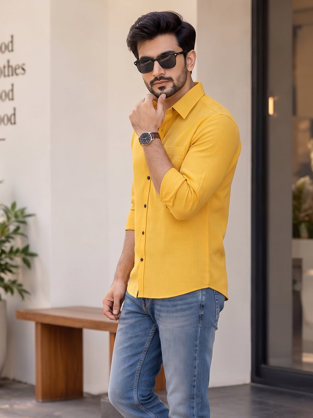 VORA LABEL Men’s Solid Cotton Blend Shirt | Full Sleeve Casual & Formal Shirt