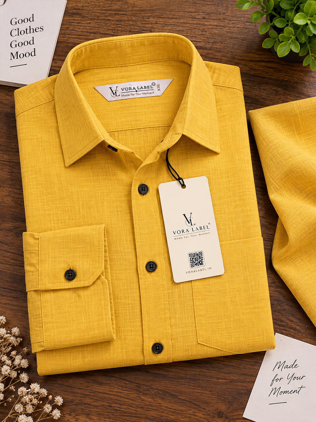 VORA LABEL Men’s Solid Cotton Blend Shirt | Full Sleeve Casual & Formal Shirt