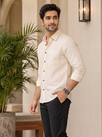 VORA LABEL Men’s Solid Cotton Blend Shirt | Full Sleeve Casual & Formal Shirt
