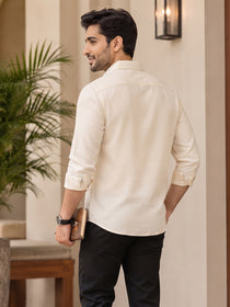 VORA LABEL Men’s Solid Cotton Blend Shirt | Full Sleeve Casual & Formal Shirt