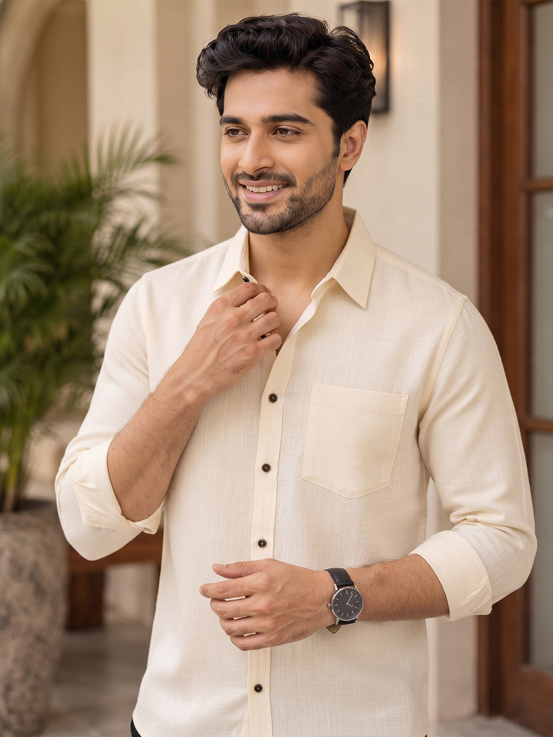 VORA LABEL Men’s Solid Cotton Blend Shirt | Full Sleeve Casual & Formal Shirt