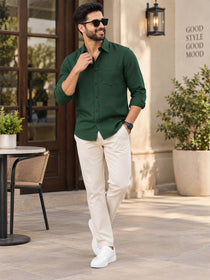 VORA LABEL Men’s Solid Cotton Blend Shirt | Full Sleeve Casual & Formal Shirt