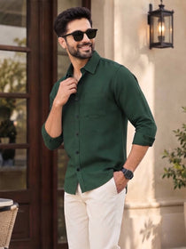 VORA LABEL Men’s Solid Cotton Blend Shirt | Full Sleeve Casual & Formal Shirt
