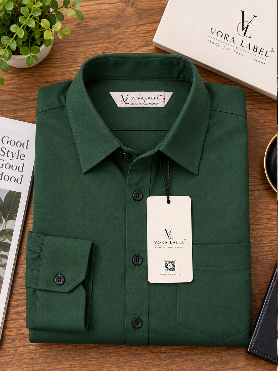 VORA LABEL Men’s Solid Cotton Blend Shirt | Full Sleeve Casual & Formal Shirt