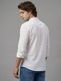 VORA LABEL Men Cotton Striped Roll-Up Sleeve Short Kurta - White