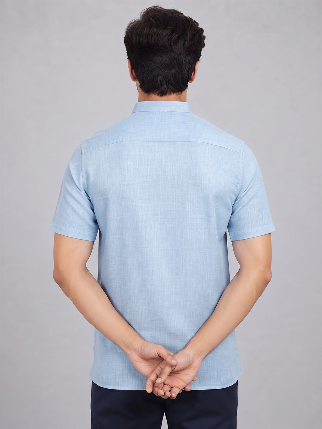 VORA LABEL Men’s Cotton Blend Mandarin Collar Half Kurta | Short Sleeve Solid Casual Wear