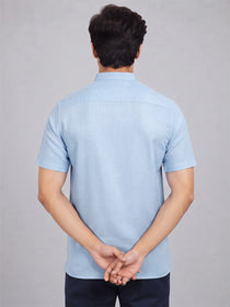 VORA LABEL Men’s Cotton Blend Mandarin Collar Half Kurta | Short Sleeve Solid Casual Wear