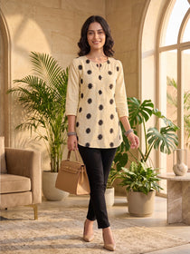 VORA LABEL Women Viscose Rayon Printed Regular Fit Top - Lemon